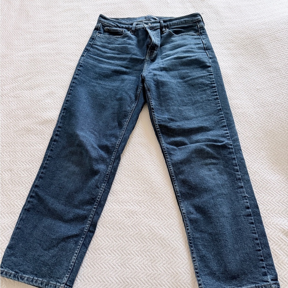 Calvin Klein Trendy High Rise Dark Blue Straight Leg Jeans Size 10